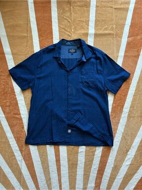 Vintage 90s silk Nat Nast royal blue button-up shirt with a diamond pattern